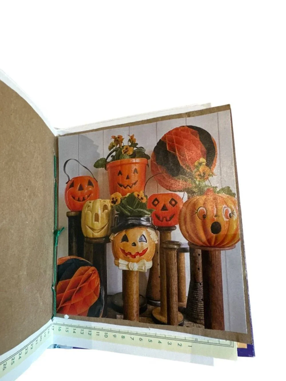 Halloween-Themed Altered Book Journal Mixed Media Art Pages VTG Upcycled